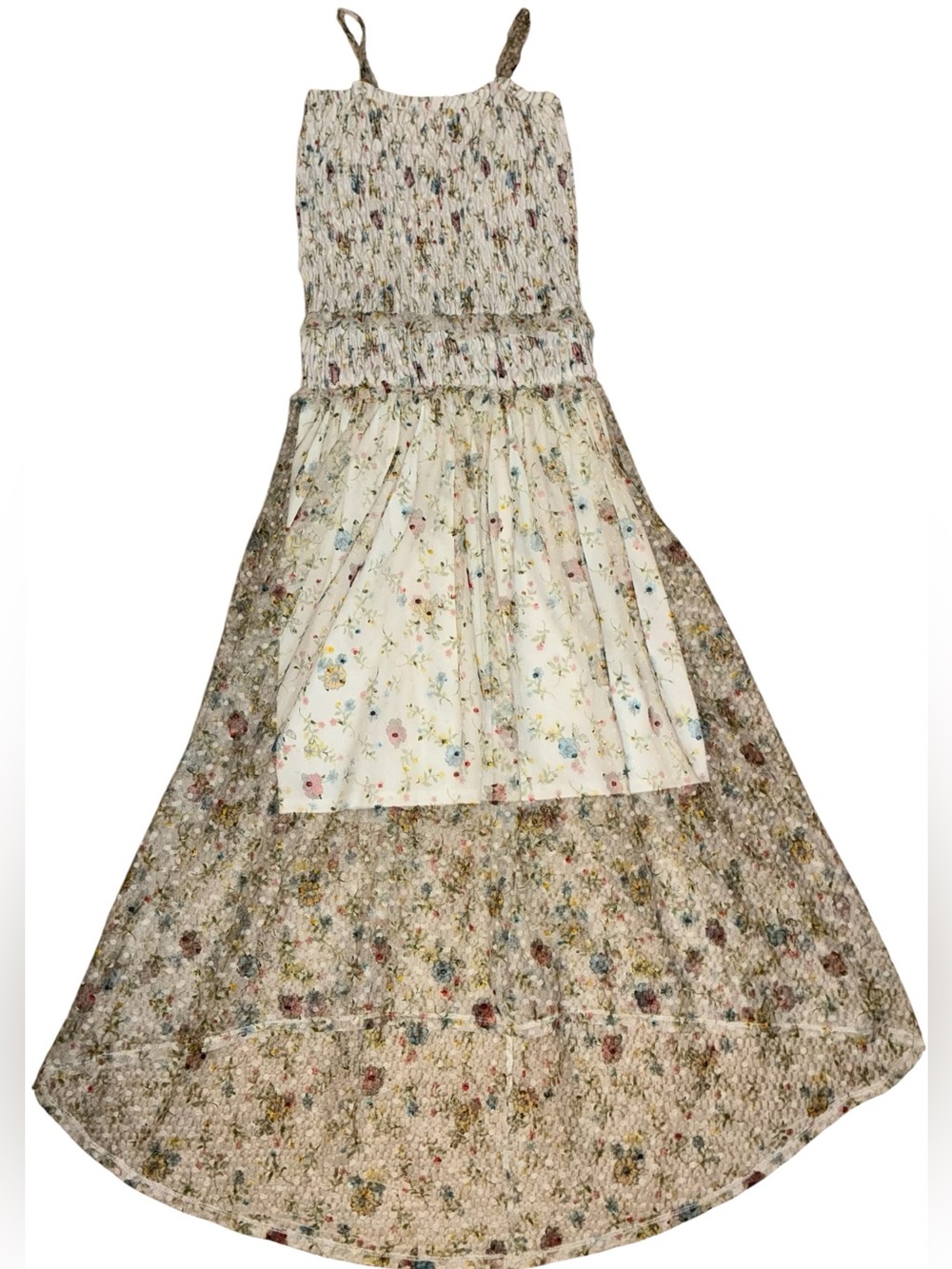Girls Floral Maxi Dress Size 16 Fits Adult Small Sheer Boho Spring Party Flowing